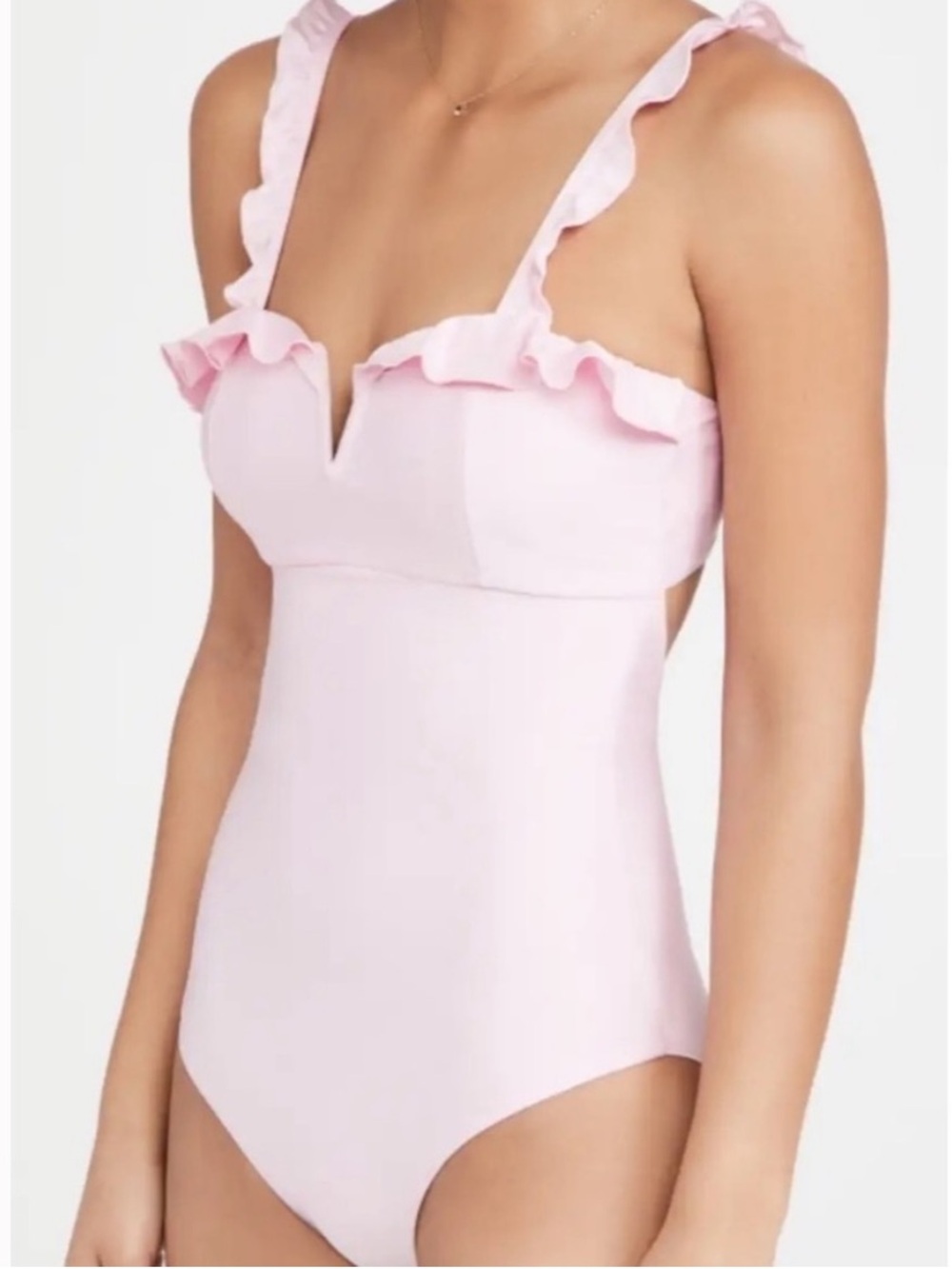 Solido Swimwear Women's One Piece Swimsuit Baby Pink Ruffles Large $115